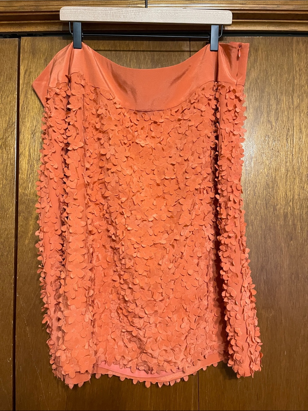 Talbots Woman 22W Peach Floral Appliqué Cocktail Silk Skirt